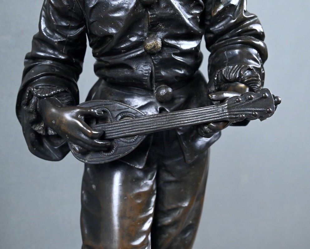 photo buy Important Bronze Sculpture "By The Light Of The Moon" Signed Bouret – Late 19th Century