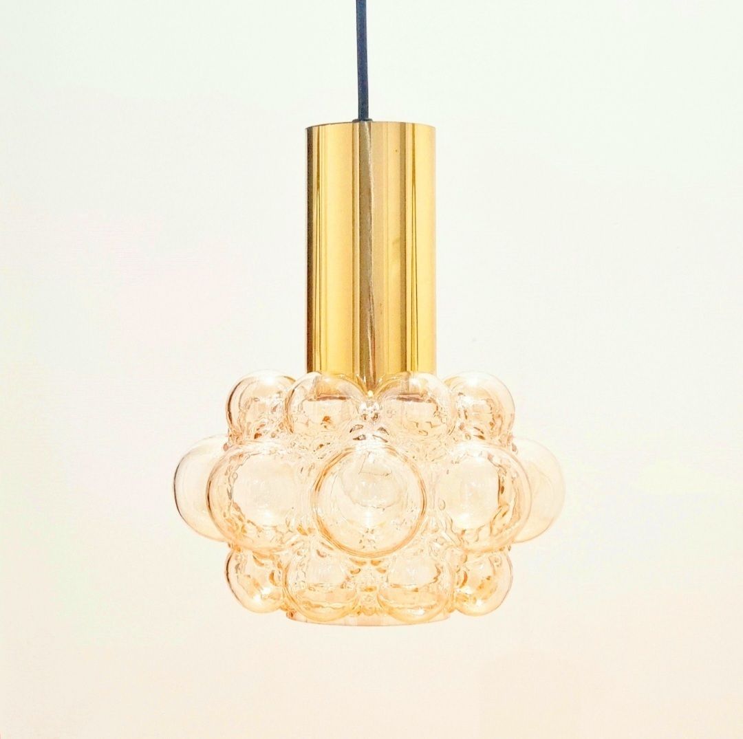 Gelabelde mid-century hanglamp van geblazen bubbleglas door Helena Tynell voor Limburg, Duitsland, jaren 1960 photo furniture