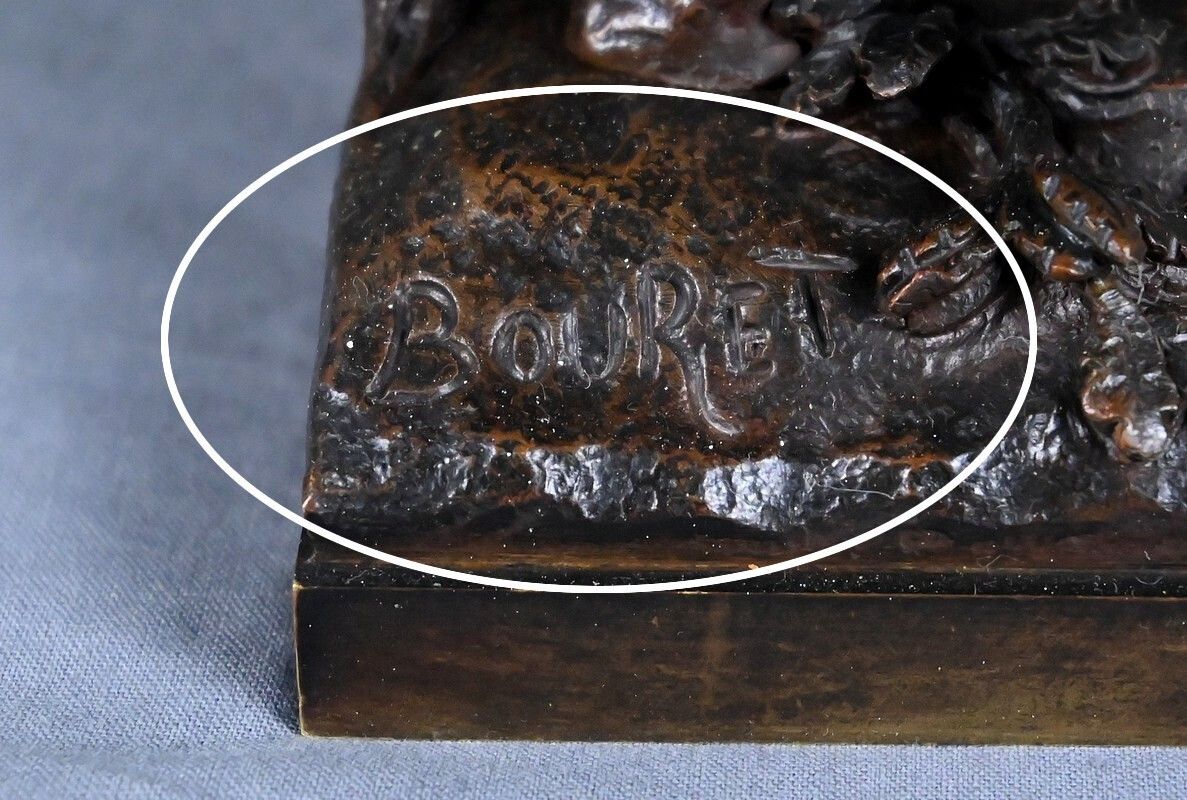 1520.0 Bronze "Young Girl With A Basket" Signed E. Bouret – Late 19th Century photo