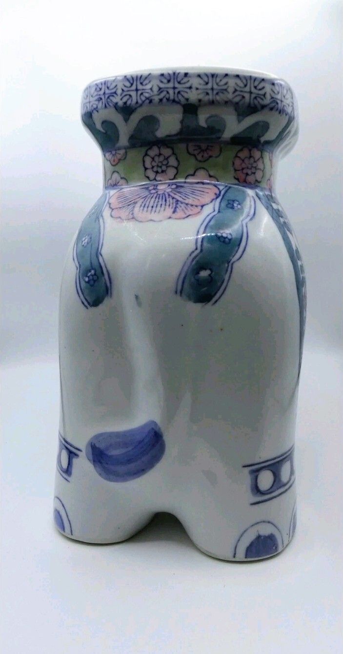 Vintage Chinoiserie Elephant Ceramic Plant Stand Garden Seat Planter Display Stool photo vinterior