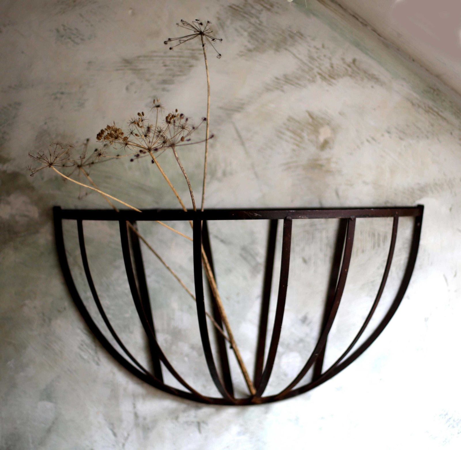 Antique Hay Feeder Rack French Wrought Iron Wall Manger Barn Decor photo 144.0