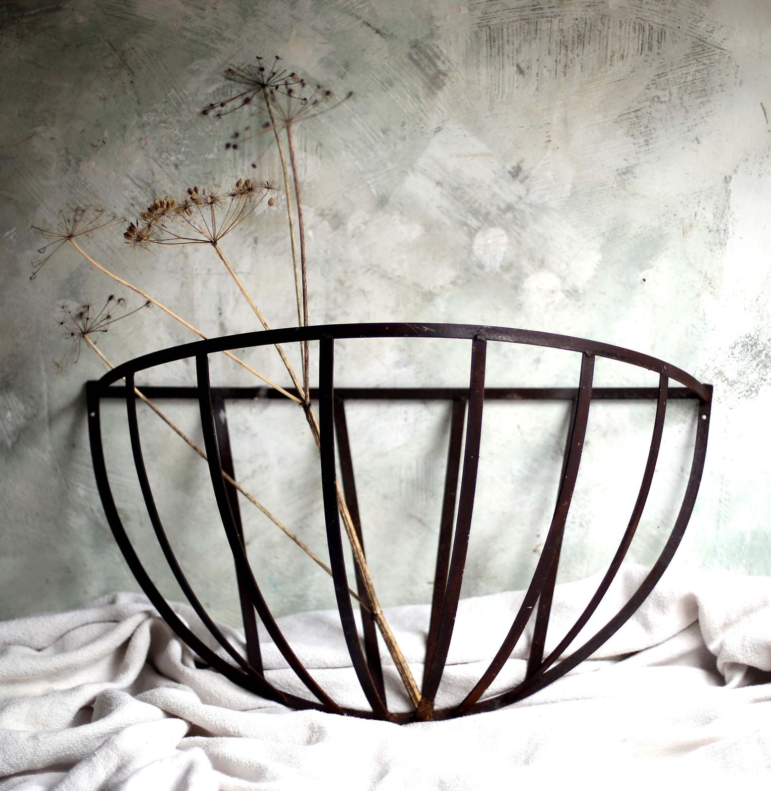 Antique Hay Feeder Rack French Wrought Iron Wall Manger Barn Decor photo buy