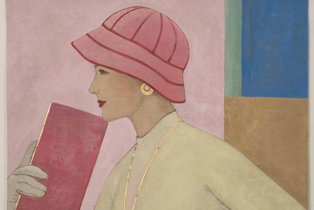 Painted Canvas Depicting A Woman From The 1950s. Contemporary Work. photo for sale
