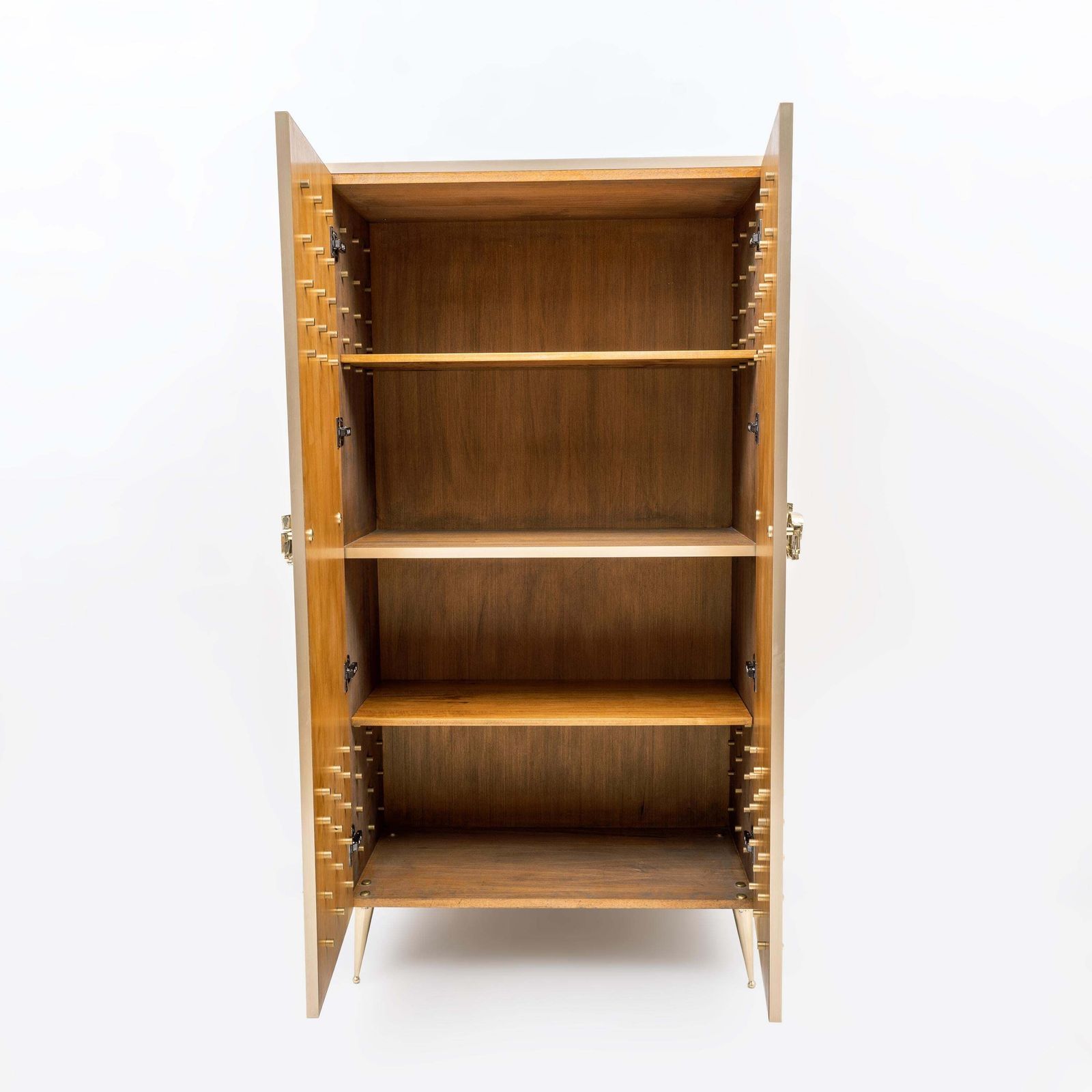 photo furniture Italian Brass Bar Cabinet With Sculptural Cast Brass Handles