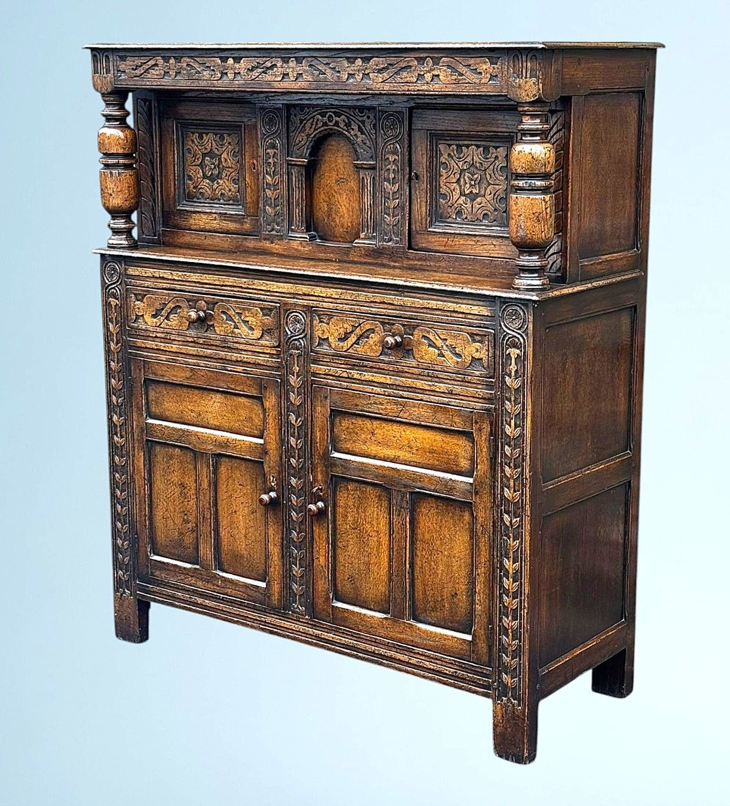 Carved Oak Court Cupboard / Sideboard photo Furniture