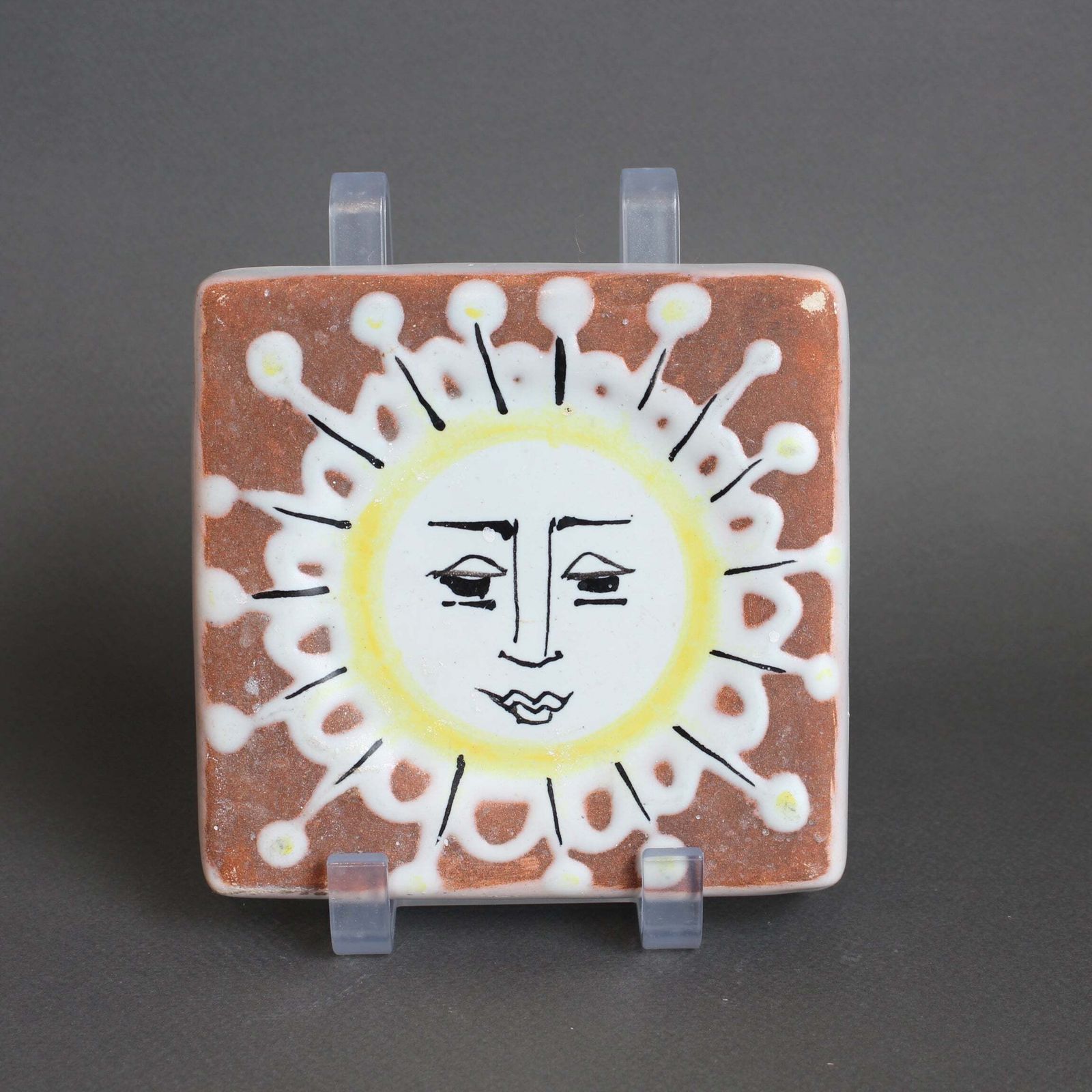 Vintage French Decorative Wall Hanging Tile By Roger Capron (Circa 1950s)