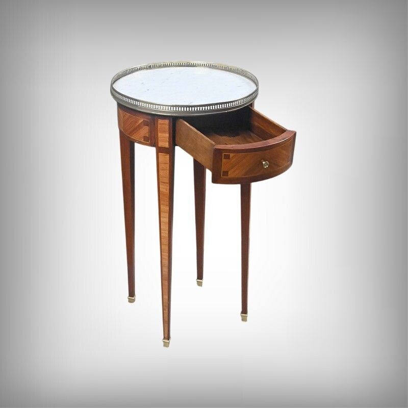 Small Marquetry Side Table, Louis XVI Style – Early 20th Century photo furniture