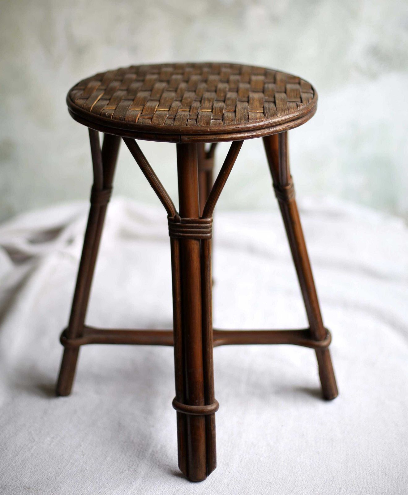 French Mid Century Round Stool Small Table 1960s Vintage Furniture photo Furniture