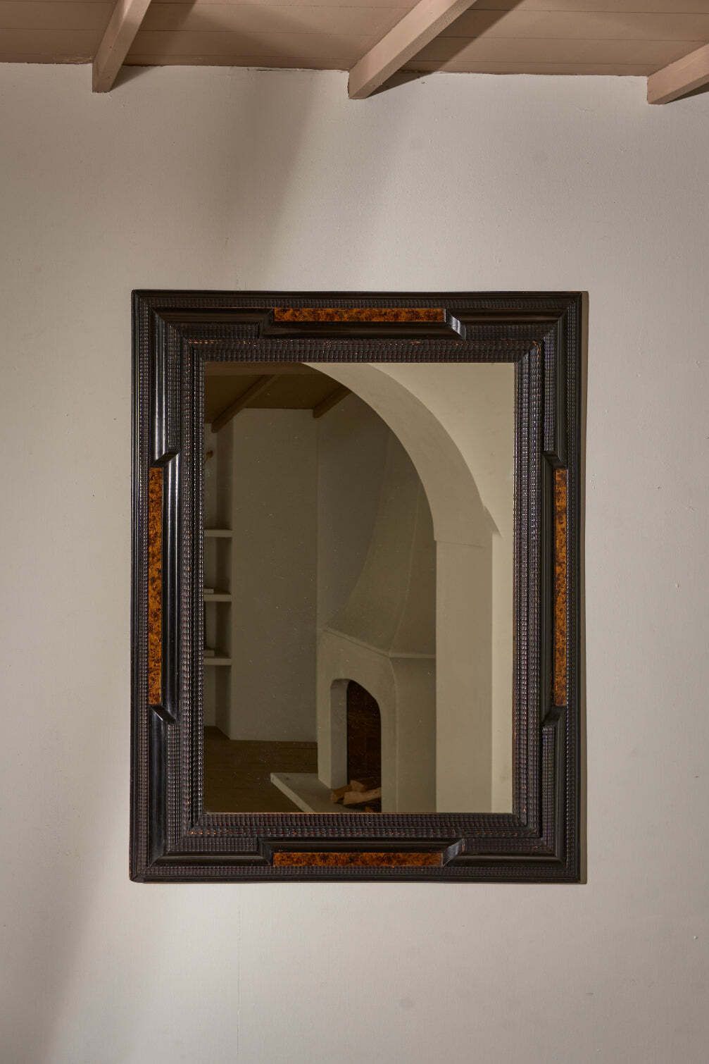 Very Large 19th Century Italian Ebonised And Faux Tortoiseshell Mirror   No3
