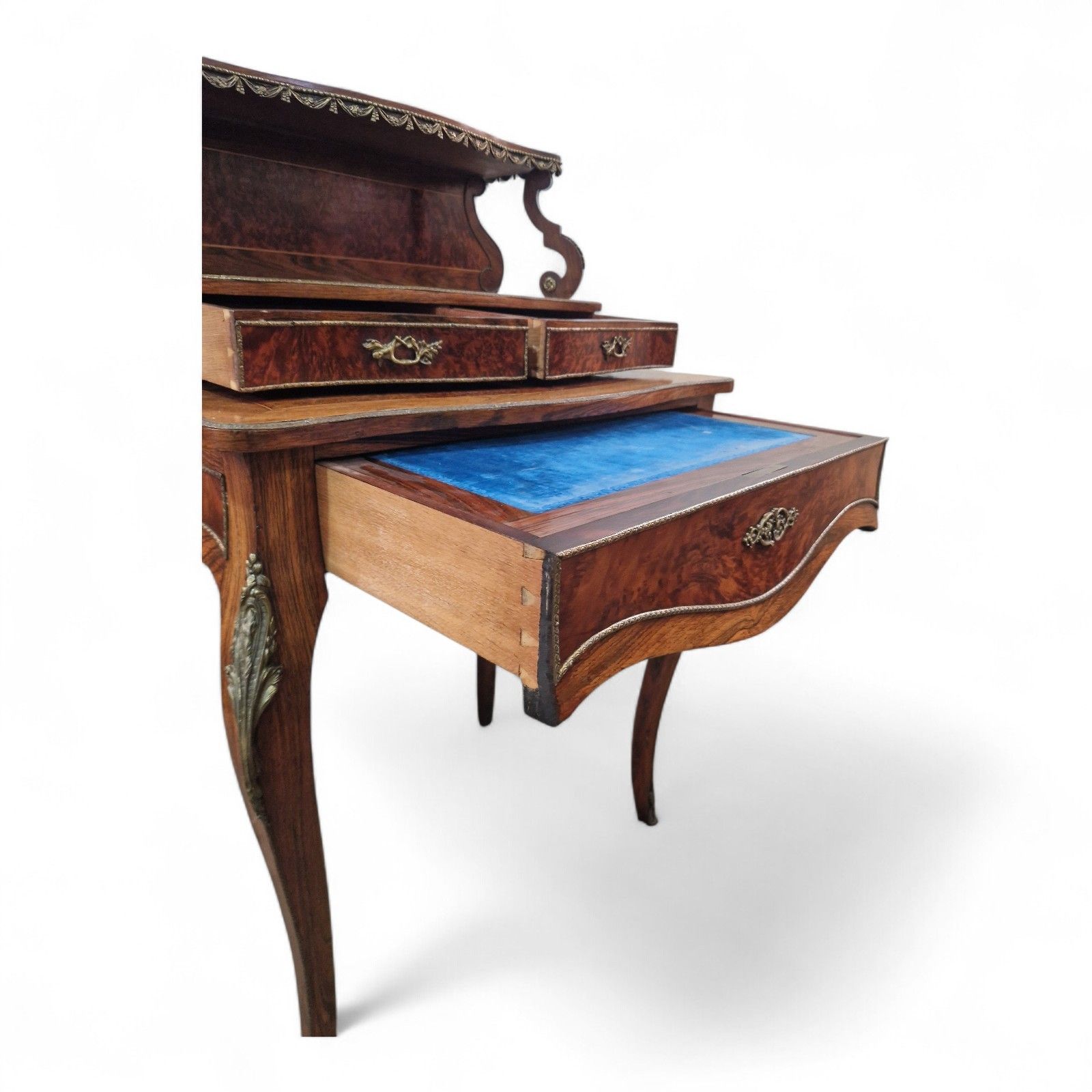 photo vinterior French Louis XV Revival Bonheur Du Jour Writing Desk Marquetry Antique Bureau