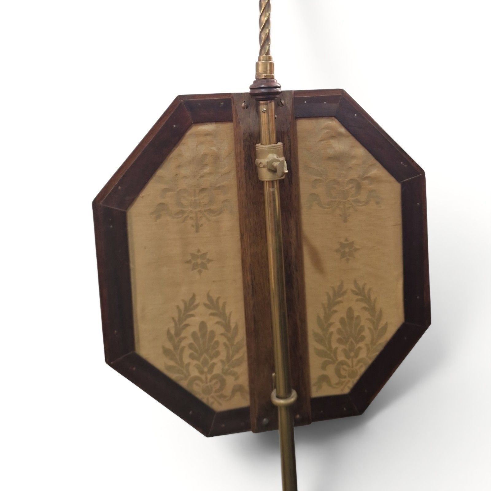 photo furniture Antique Victorian Pole Screen Adjustable Embroidered Fire Screen Spiral Twist
