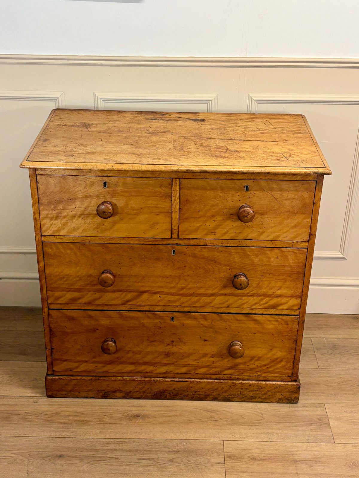 photo furniture Antique Heal & Son Bleached Satin Birch Chest Of Drawers.