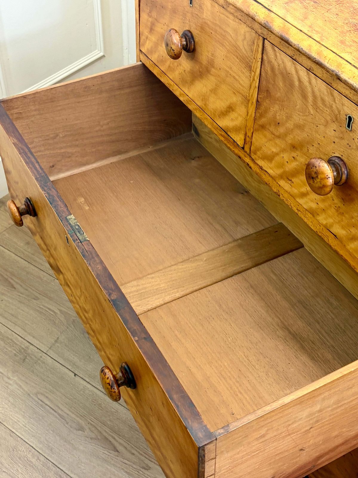 Furniture Antique Heal & Son Bleached Satin Birch Chest Of Drawers. photo