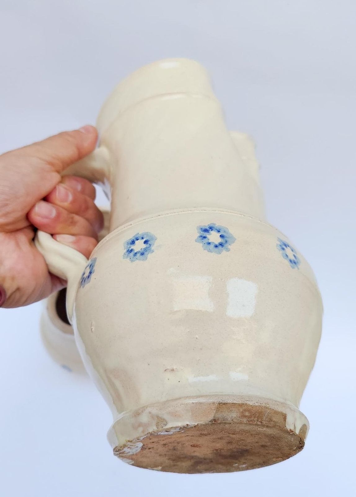 Home Decor Pair Of Antique Glazed Terracotta Ceramic Jugs From Puglia, Grottaglie, Early 20th Century photo