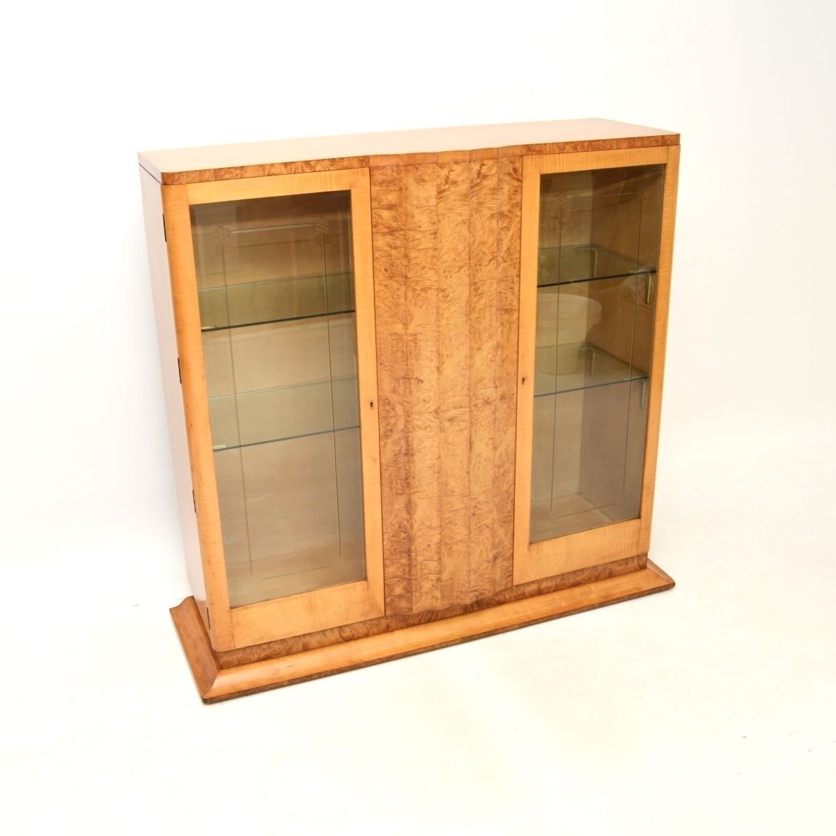Art Deco Burr Walnut And Sycamore Bookcase / Cabinet By Epstein.