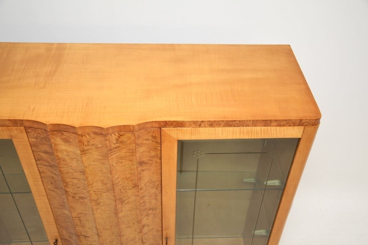 Art Deco Burr Walnut And Sycamore Bookcase / Cabinet By Epstein. photo vintage