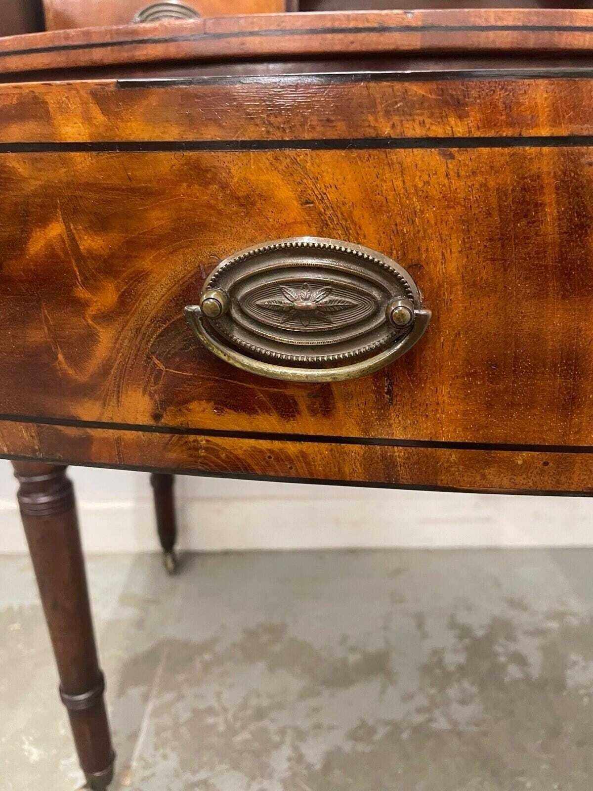 photo furniture Antique Writing Desk With Raised Back & Drawers Desk On Castors.