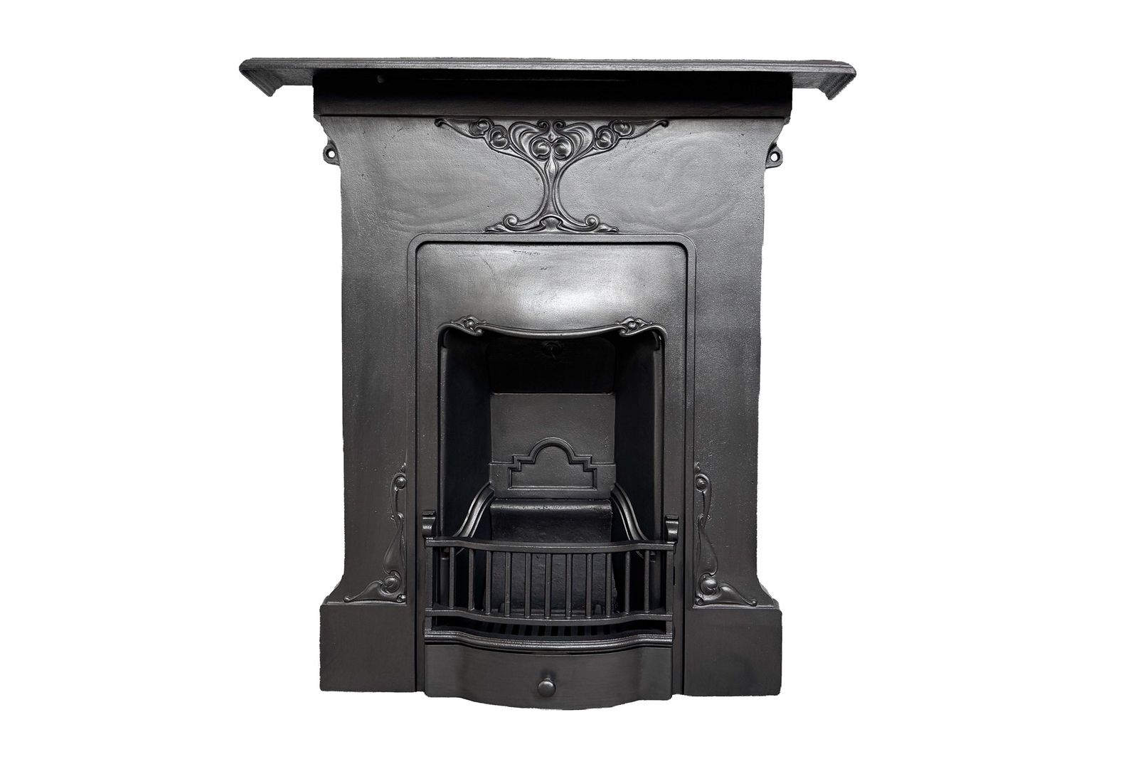 Home Fixtures Antique Edwardian Art Nouveau Cast Iron Bedroom Fireplace photo