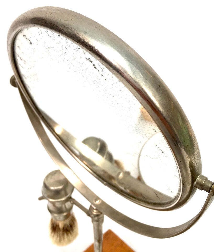 photo furniture Antique Edwardian Gentleman's Shaving Stand Mirror / Brush &Amp; Shaving Bowl C.1910