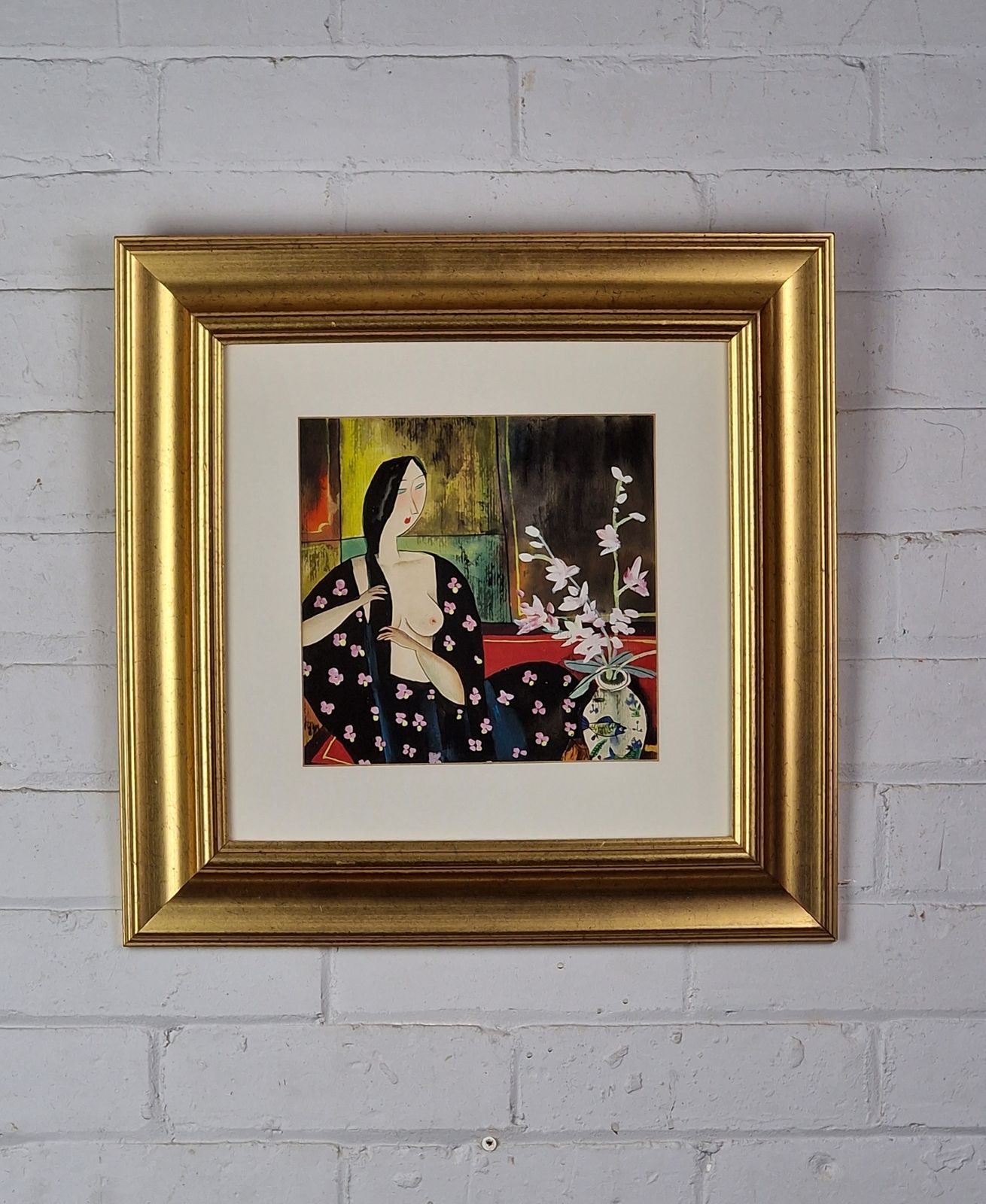 Watercolour. After Hu Yongkai (B.1945)   Lady. photo furniture