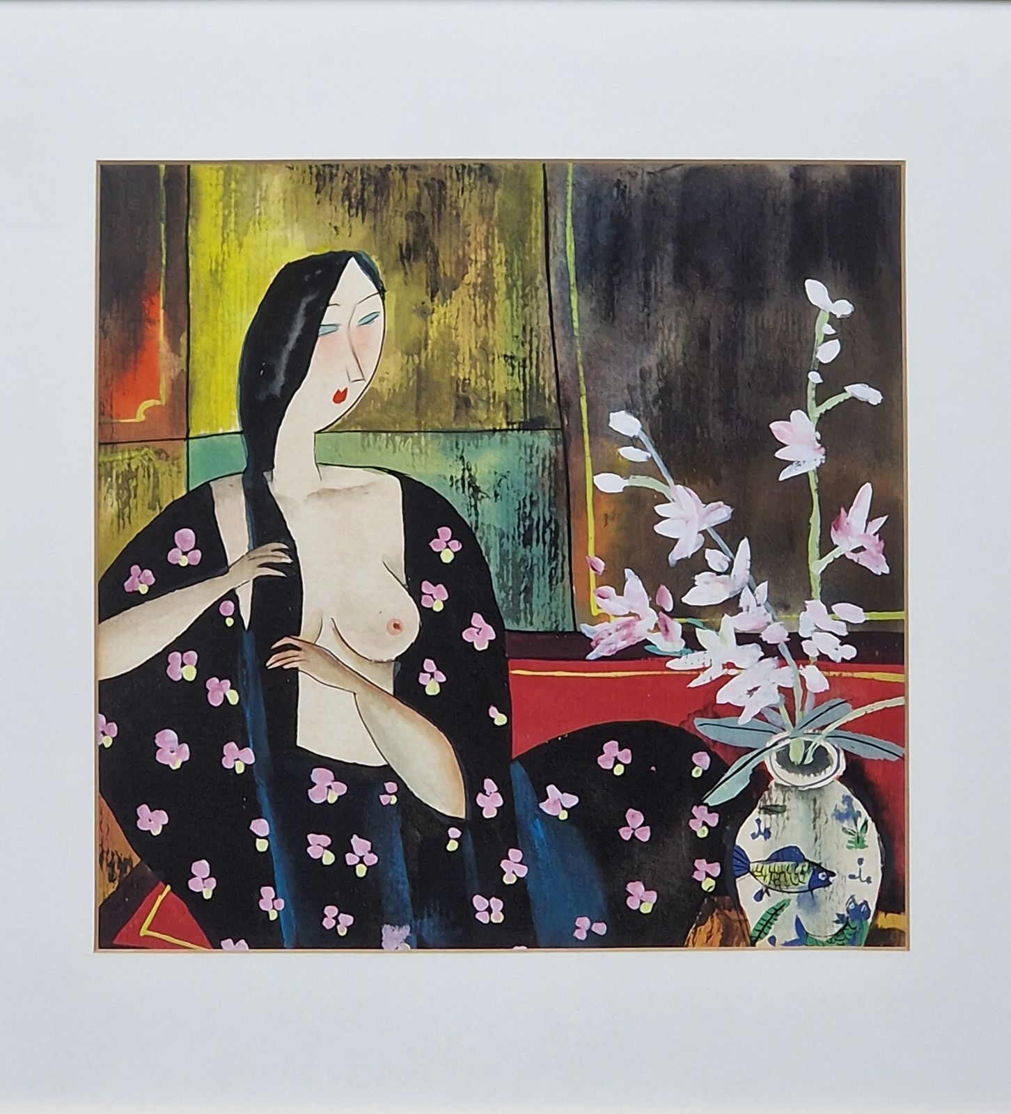 Watercolour. After Hu Yongkai (B.1945)   Lady. photo for sale