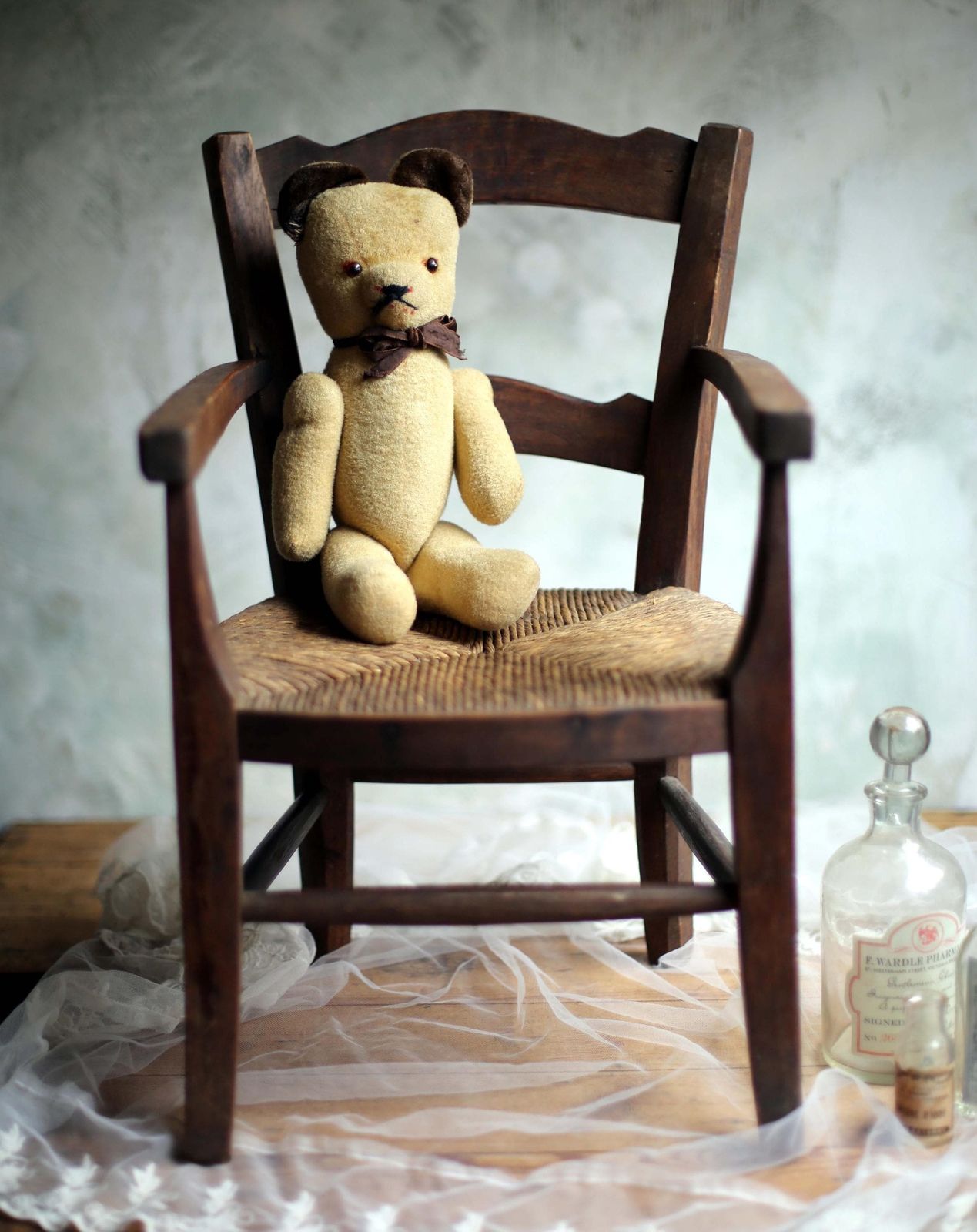 Child Antique Chair Wooden Miniature French Carved Woven Straw Seat Apprentice Piece photo buy