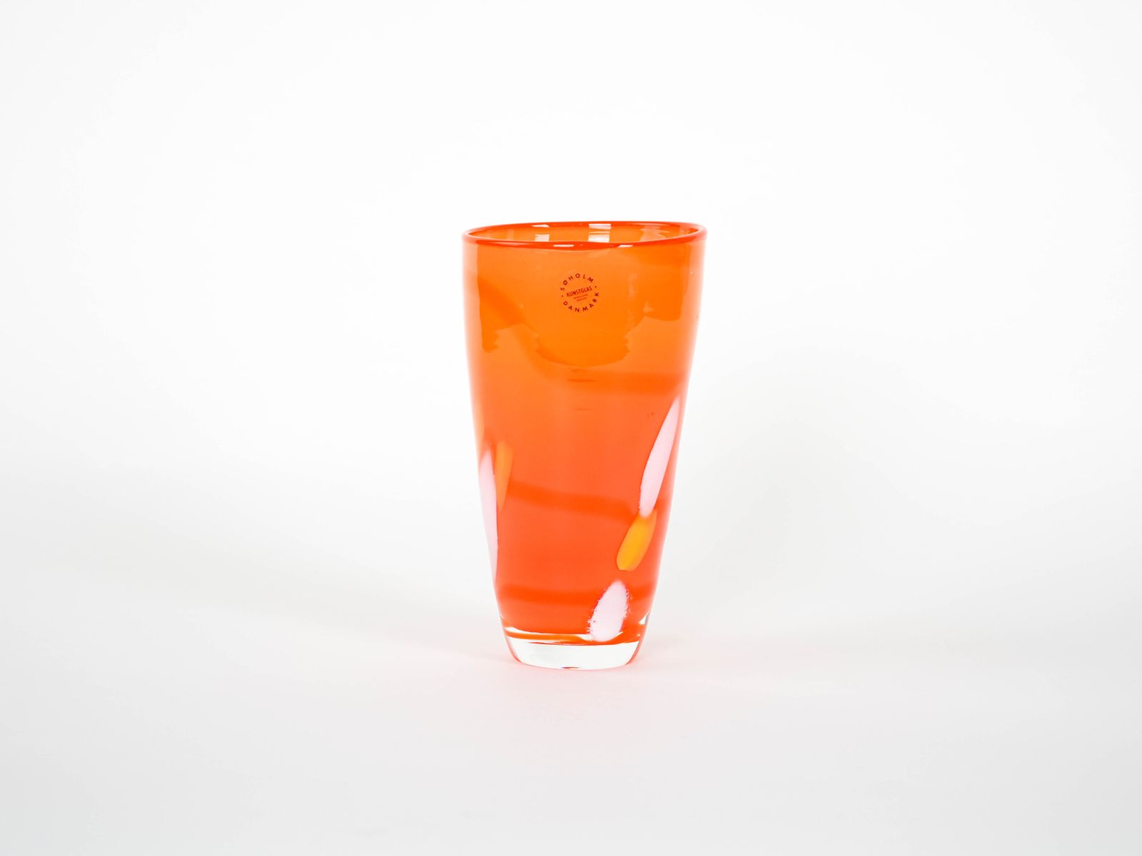 Vase en verre orange, design danois, années 1960, fabriqué par Søholm photo for sale