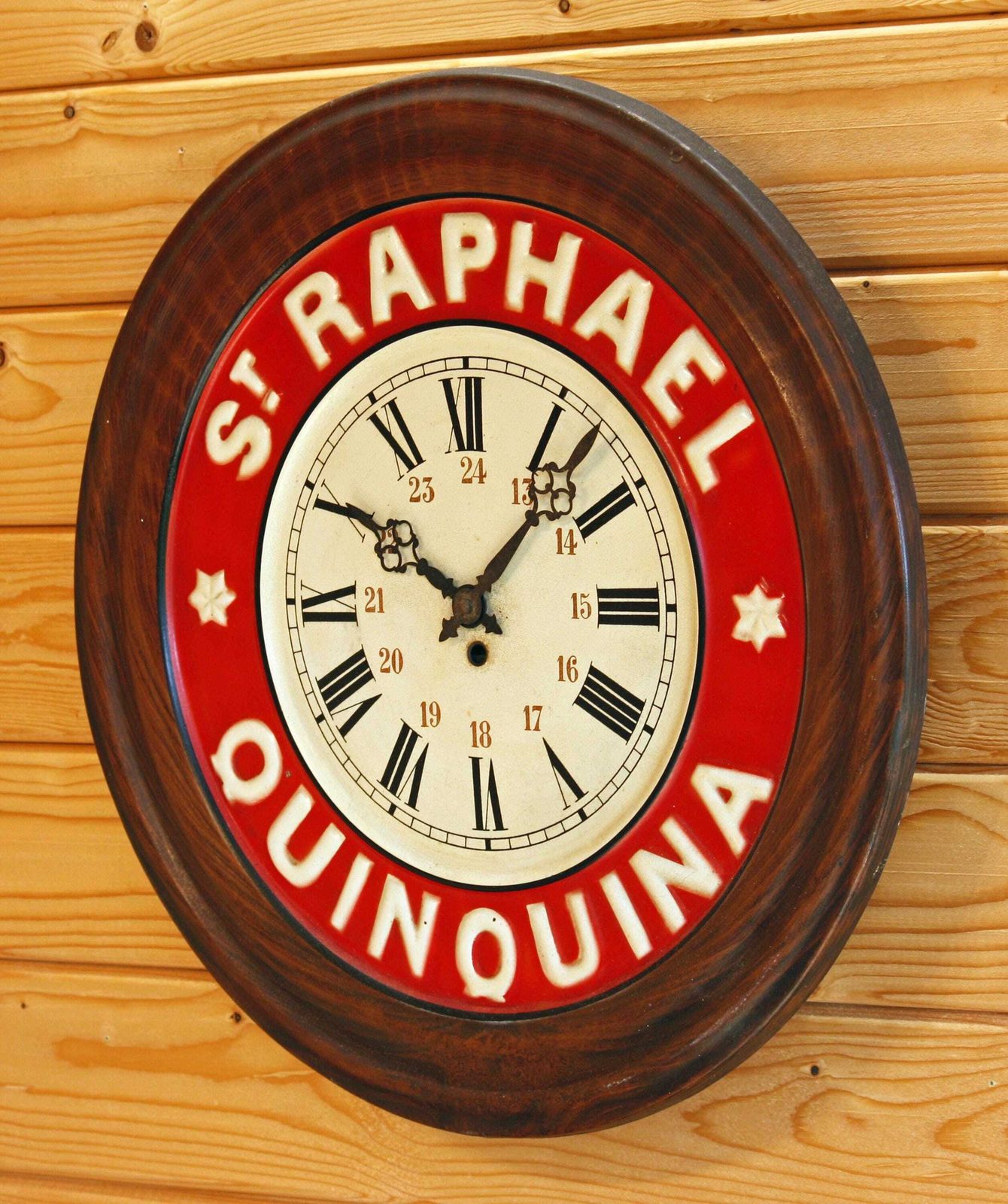 St Raphael Quinquina Wall Clock   48cm Vintage Bar French Advertising Metal Art Deco Antique Clock Toleware Clock Off The Wall Clocks photo Home Decor