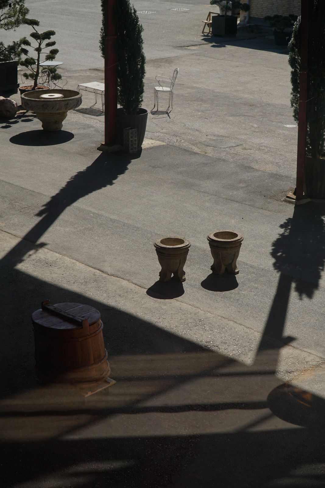 photo for sale Pair Of French Mid Century Cast Stone Garden Urns / Jardinières, 1950s