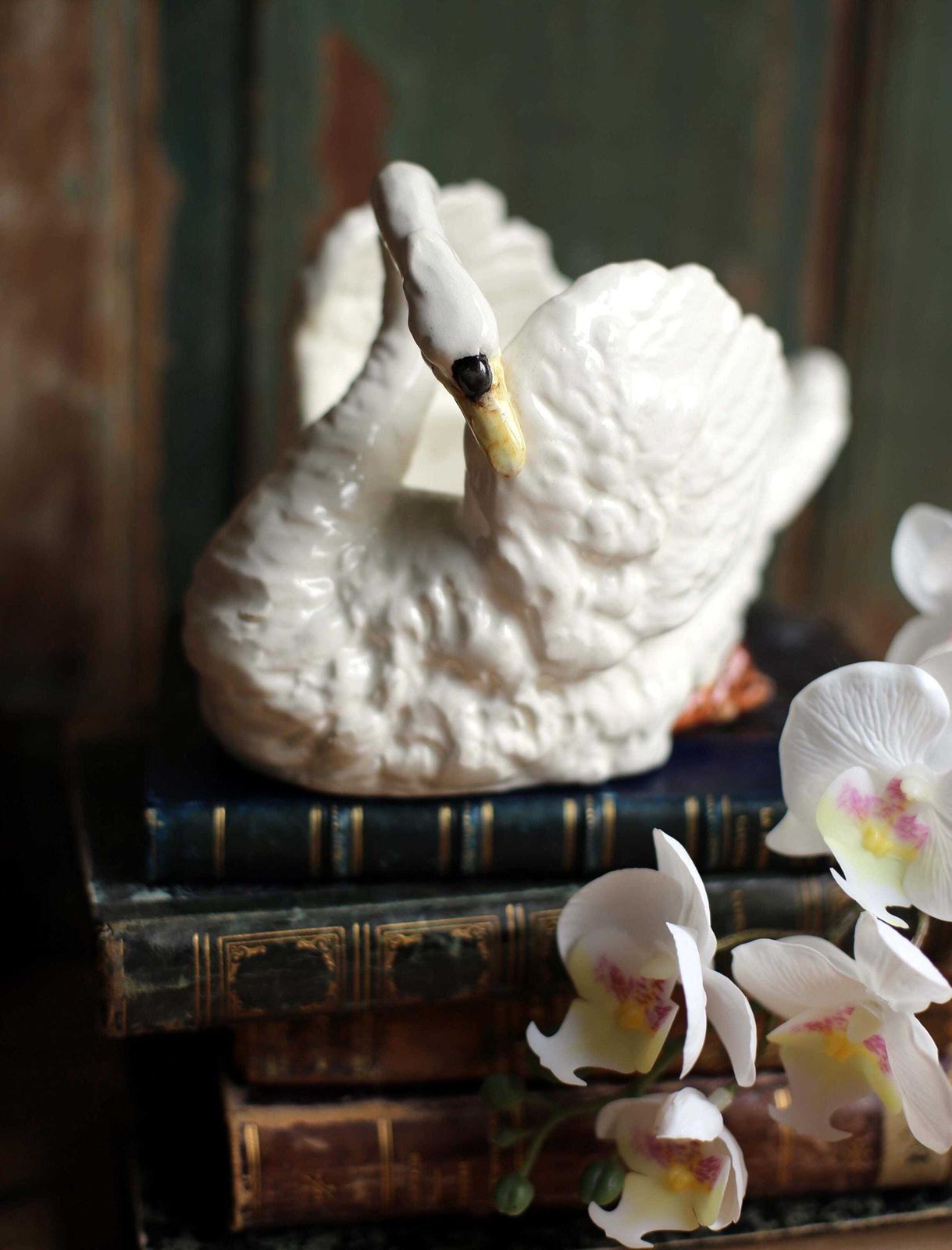 photo for sale Antique French Majolica Swan Trinket Pot Massier Fils Vallauris