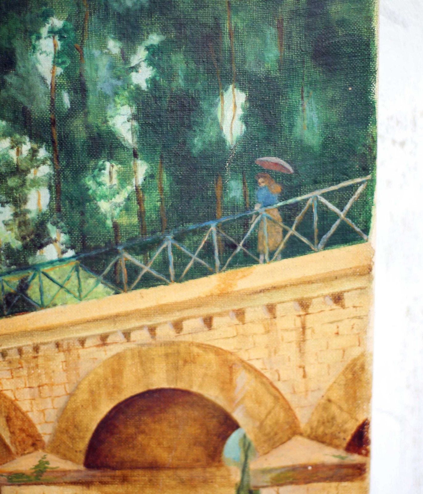 Large Original Oil Painting French Landscape Vintage Canvas Art Signed L Compte photo 136.0