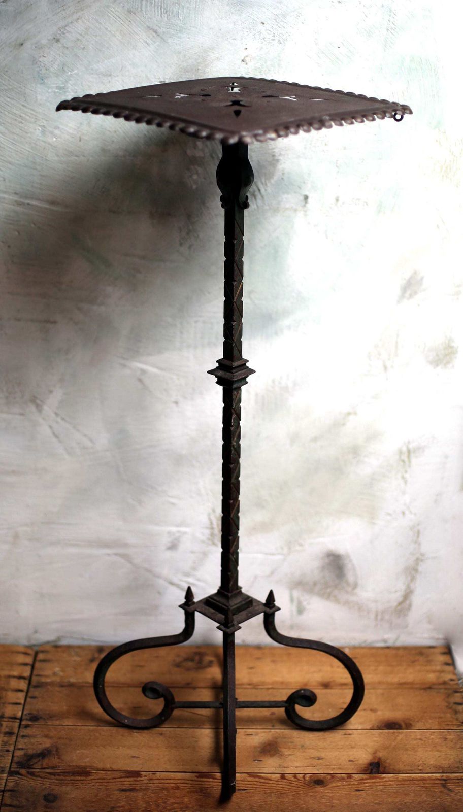 Antique French Wrought Iron Podium Neo Gothic Plant Stand photo vintage