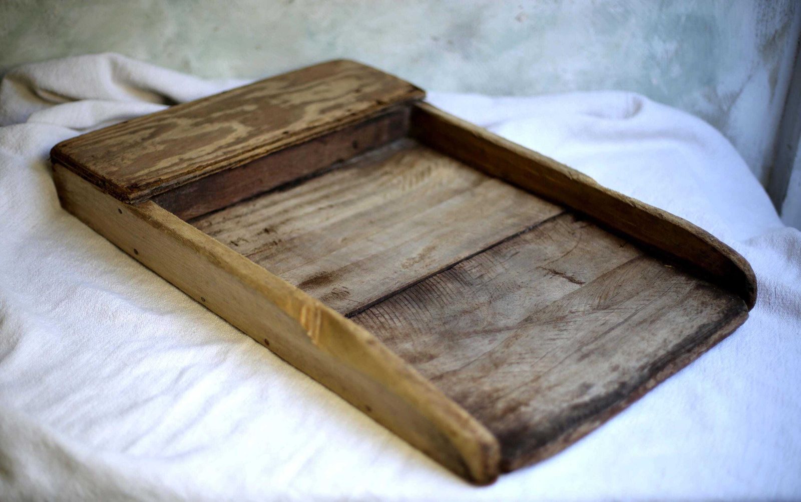 photo for sale Large Antique French Wash Board Old Wooden Laundry Bleached Scrubbing Washboard Draining