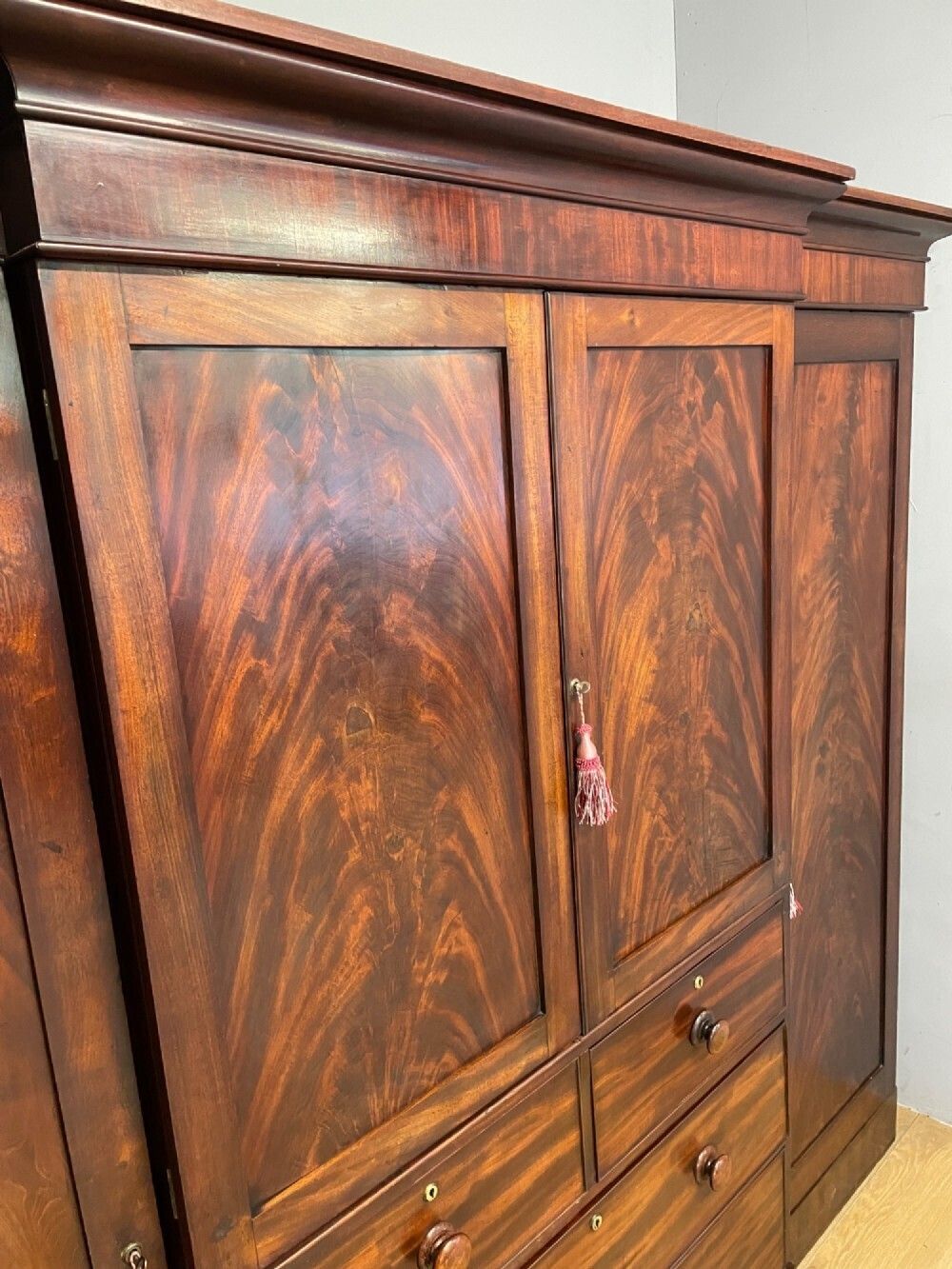 photo for sale Georgian Country House Flame Mahogany Four Door Wardrobe