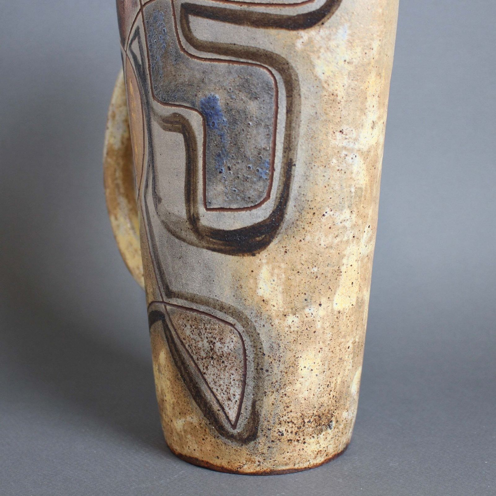 photo for sale French Vintage Ceramic Pitcher With Abstract Motif By Alexandre Kostanda (Circa 1960s)