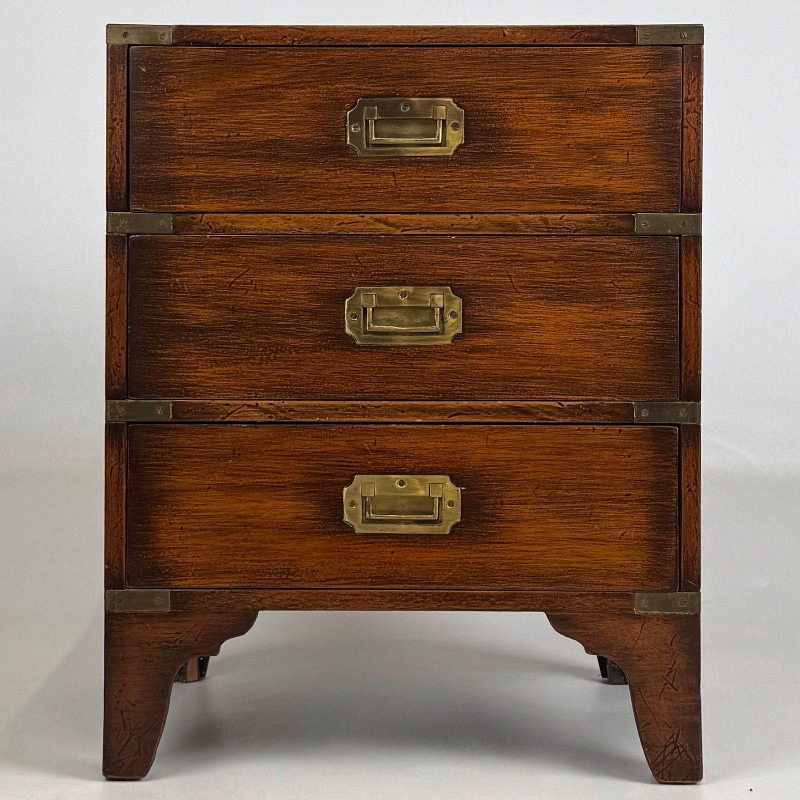 Antique 20th Century Small Campaign Style Chest Of Drawers ( Af 5786 )