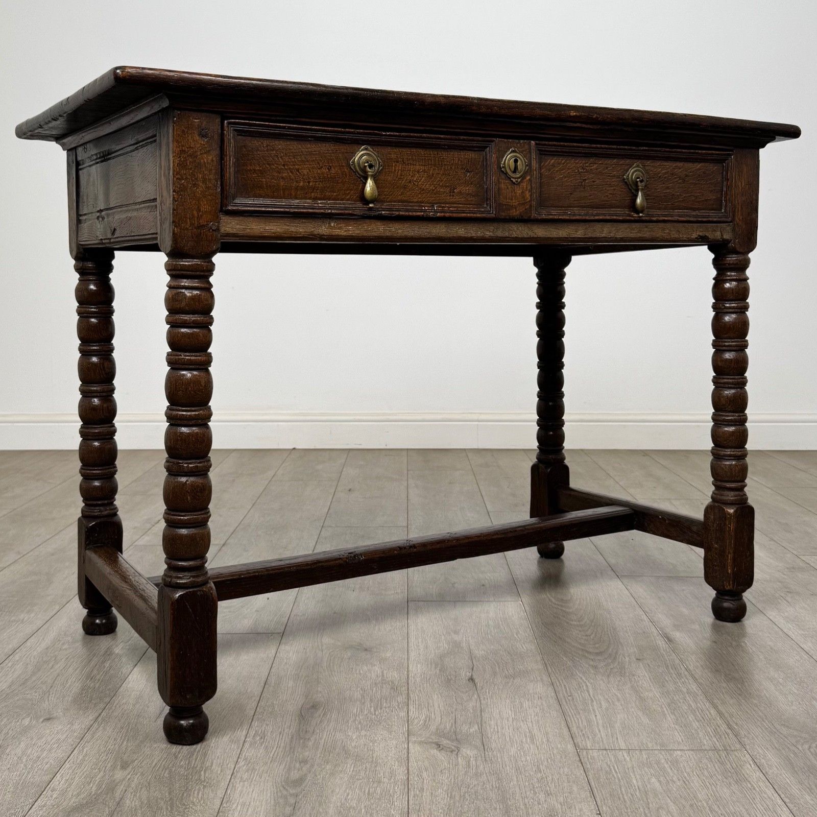 Antique 18th Century Georgian Bobbin Turned Writing Table In Oak ( Af 5757 ) photo vintage