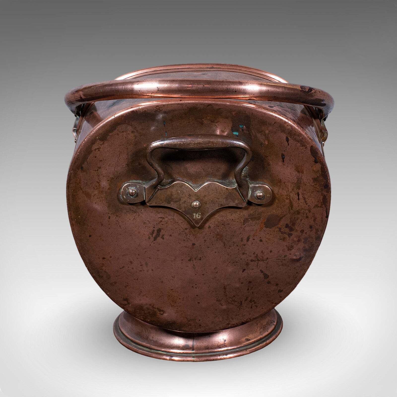 Antique Helmet Fire Bucket, English, Copper Scuttle, Fireside Bin, Victorian photo Home Fixtures