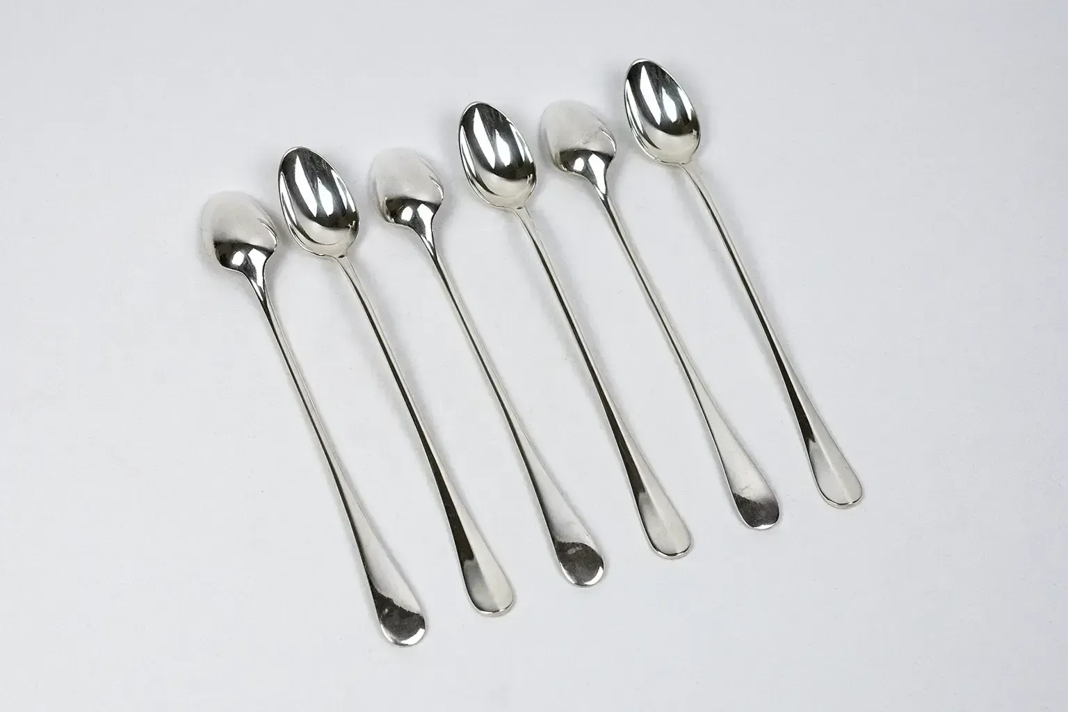 Six Christofle Fidélio Pattern Soda/Ice Spoons — Hallmarked Silver Plated Metal photo Home Decor
