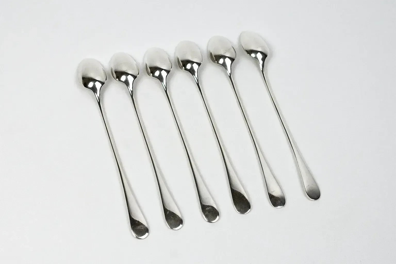 Six Christofle Fidélio Pattern Soda/Ice Spoons — Hallmarked Silver Plated Metal photo vinterior