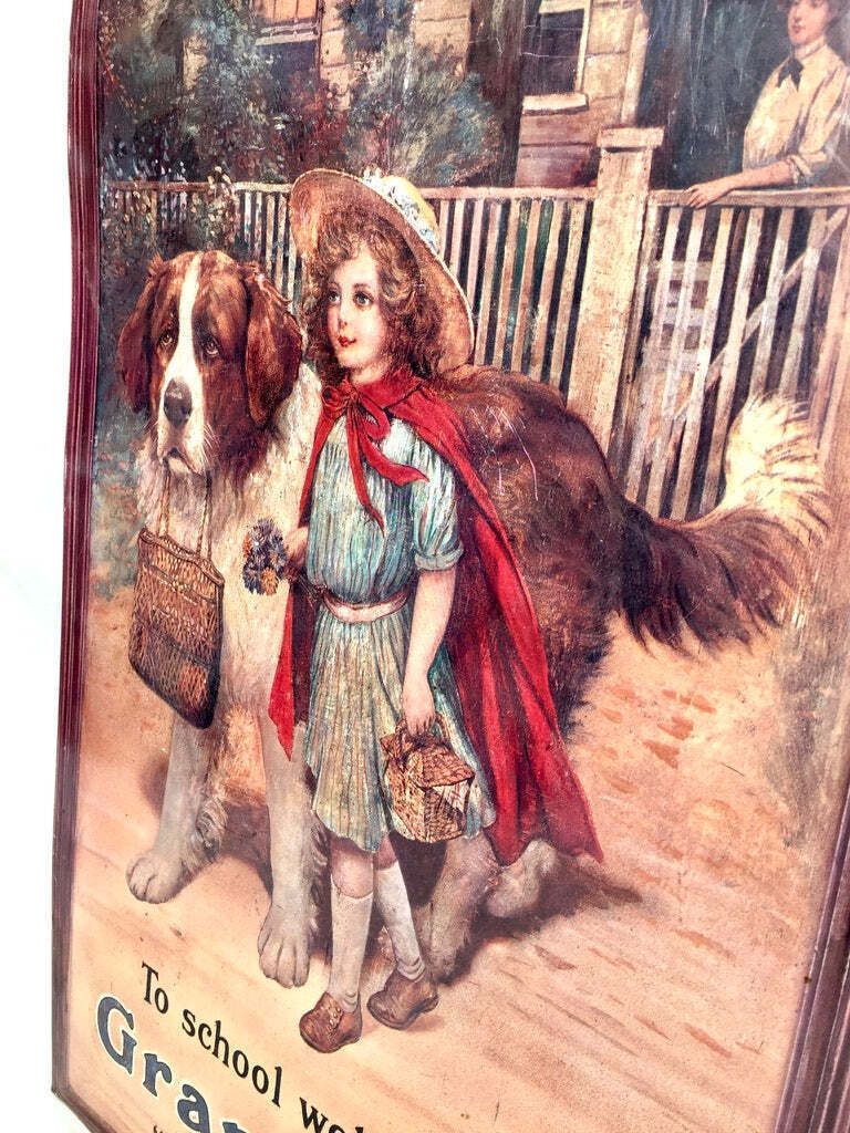 Antique Advertising   Large Tin Showcard Sign For Grape Nuts Cereal 20th Century photo Art
