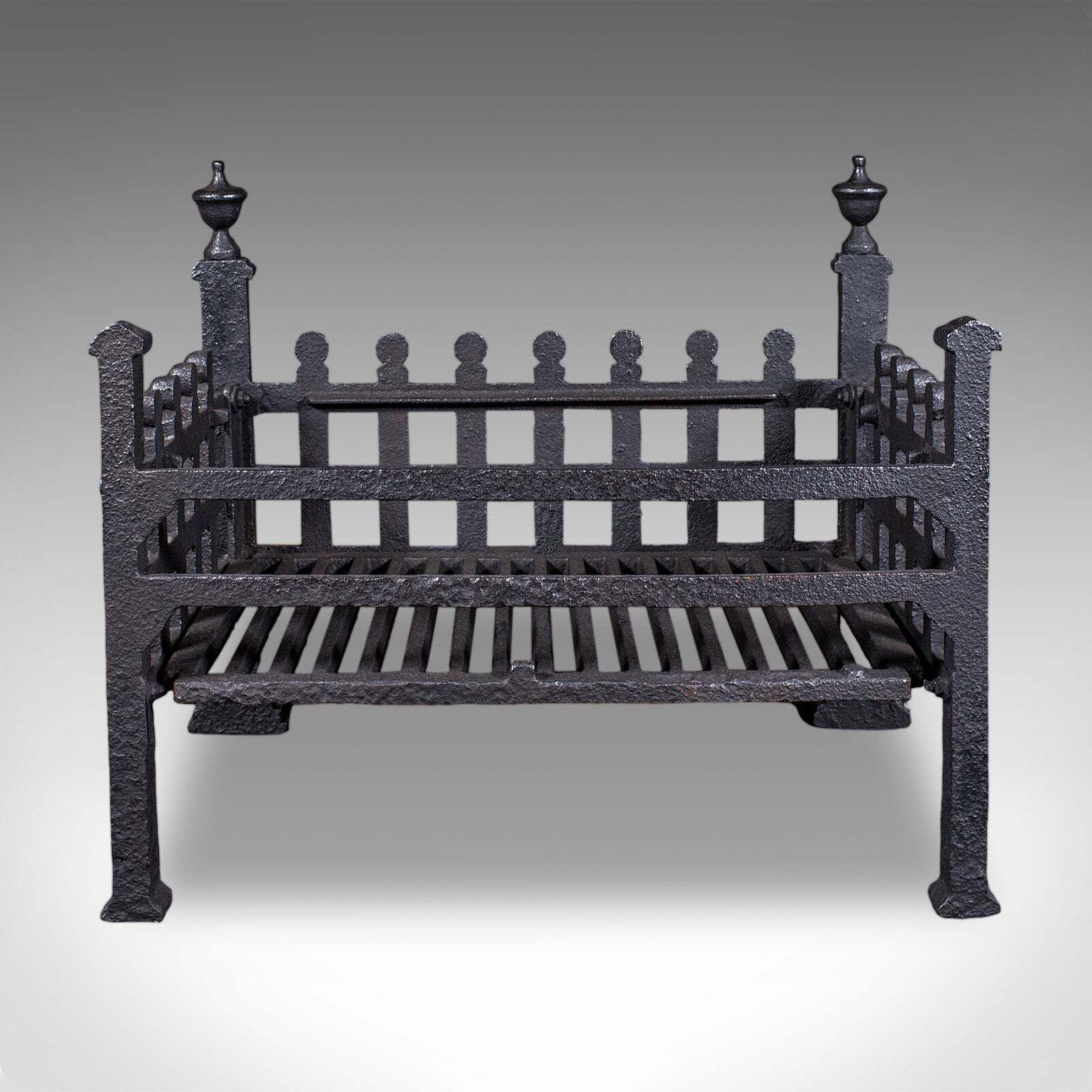 Antique Fire Basket, English, Wrought Iron Fireplace Grate, Victorian, C.1885 photo Home Fixtures