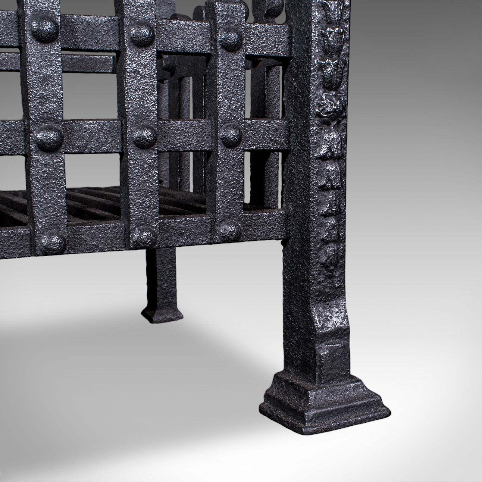 photo for sale Antique Fire Basket, English, Wrought Iron Fireplace Grate, Victorian, C.1885