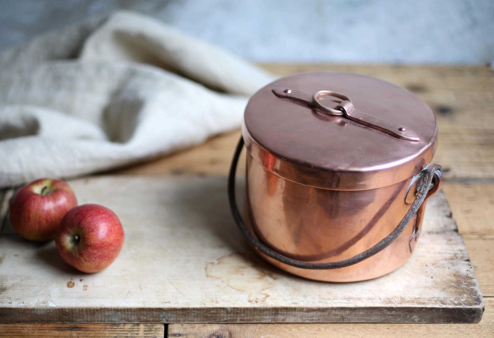 Antique French Stew Pan Copper Stock Pot Professional Quality Dutch Oven Daubiere photo for sale