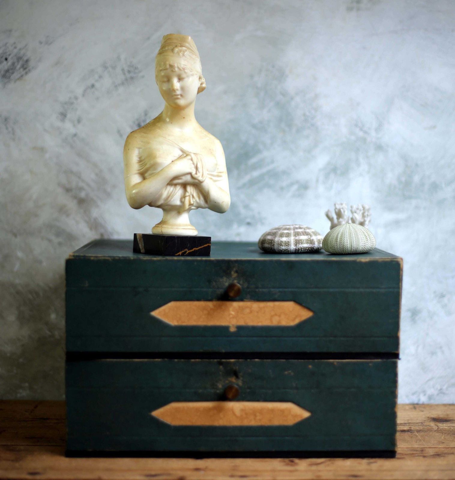Antique French Notary File Box Lawyer Storage Container Green Double Cardboard Notaire Box photo Home Decor