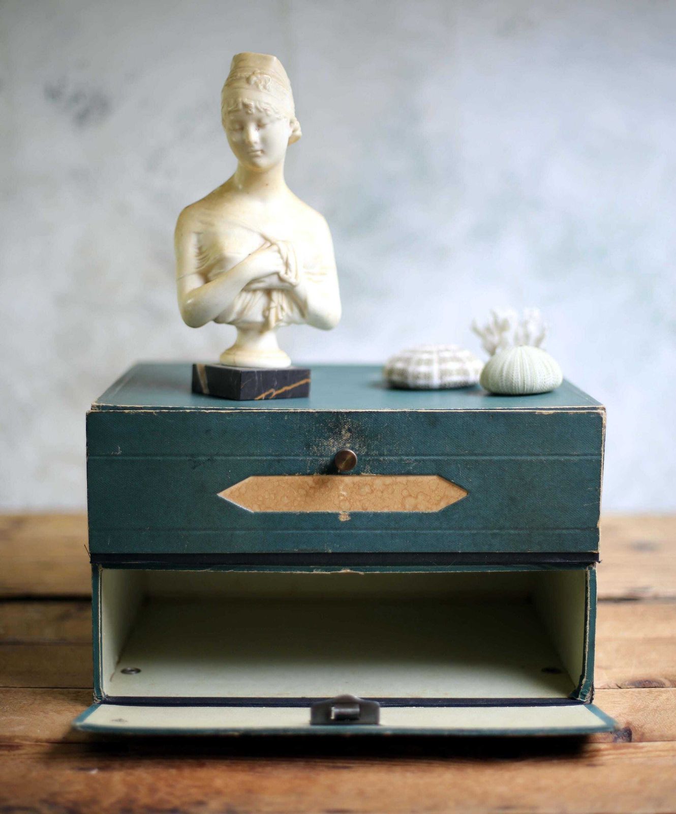 Antique French Notary File Box Lawyer Storage Container Green Double Cardboard Notaire Box photo buy