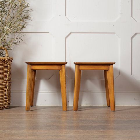 photo furniture Pair Of Mid Century Honey Oak Homeworthy Stools / Stands
