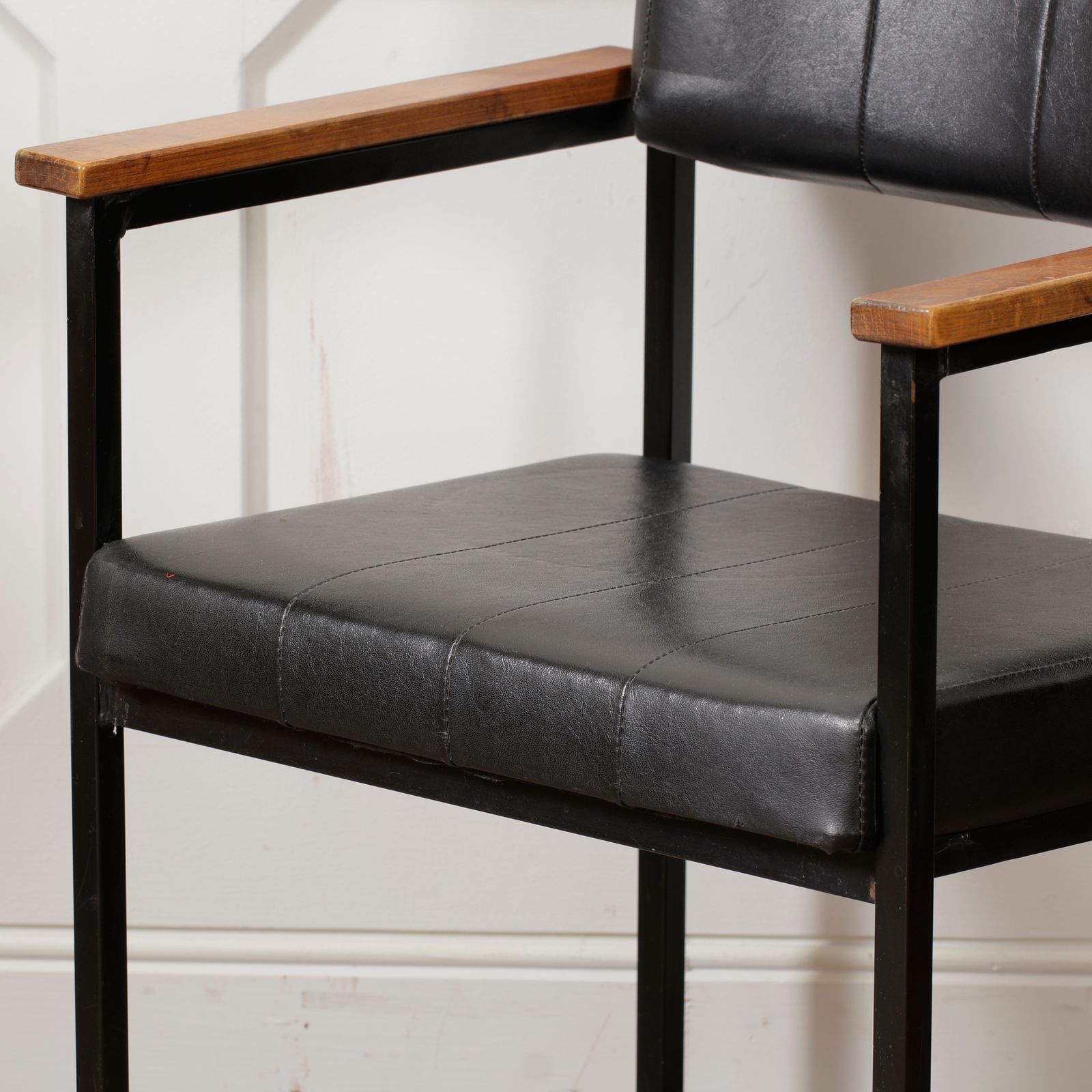 Steel Tubular Industrial Vinyl Mid Century Armchair photo for sale