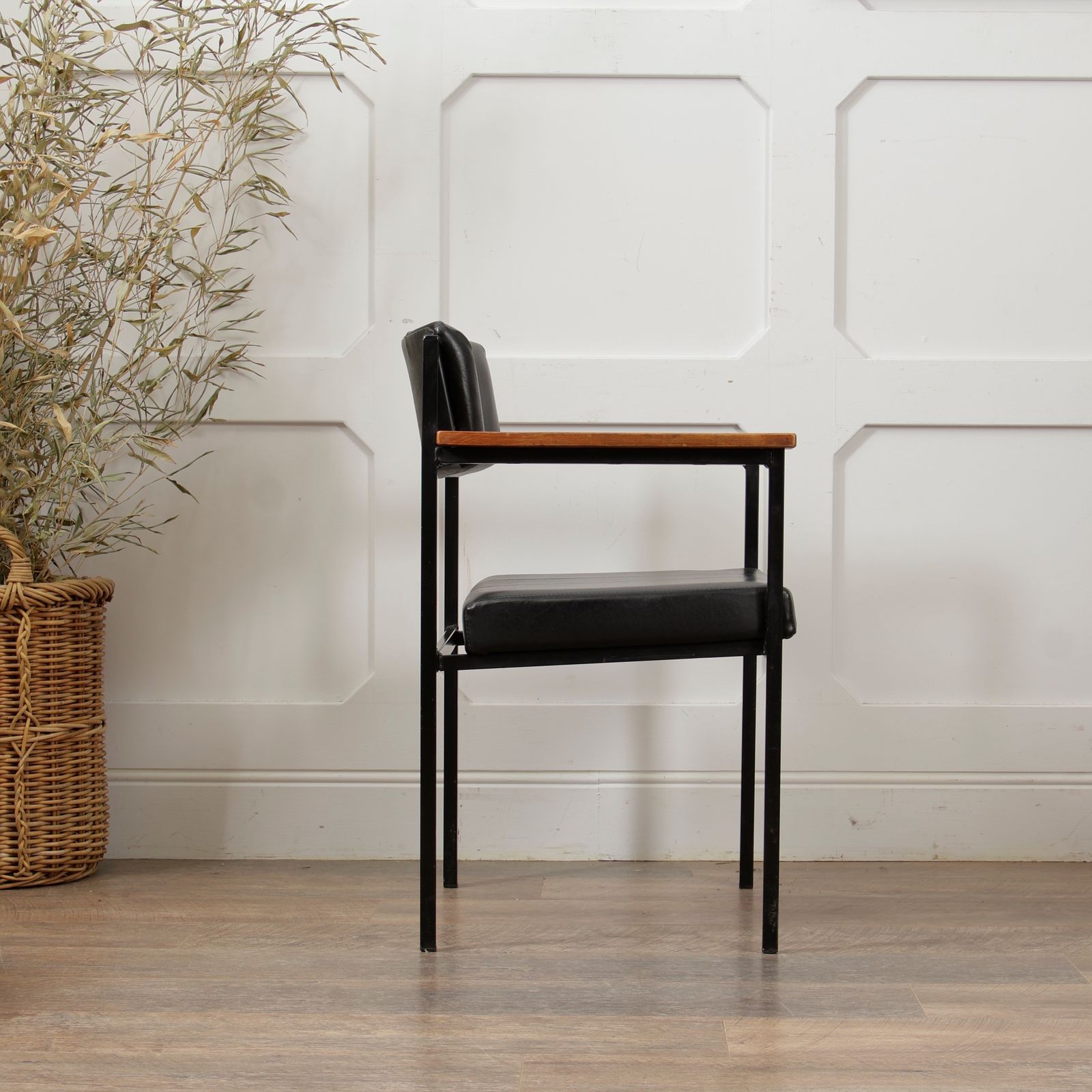 Steel Tubular Industrial Vinyl Mid Century Armchair photo vintage