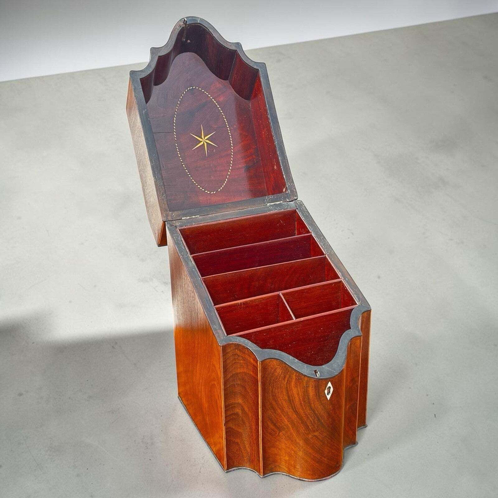 Georgian Inlaid Mahogany Cutlery Box Converted Into A Hand Stationary Box photo furniture